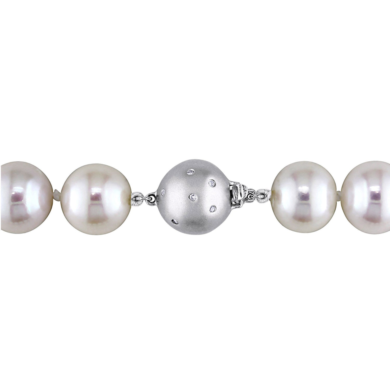 Freshwater Cultured Pearl and Diamond Accent Necklace with 14K White Gold