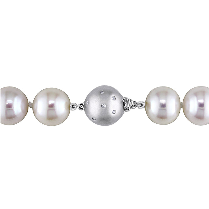 Freshwater Cultured Pearl and Diamond Accent Necklace with 14K White Gold