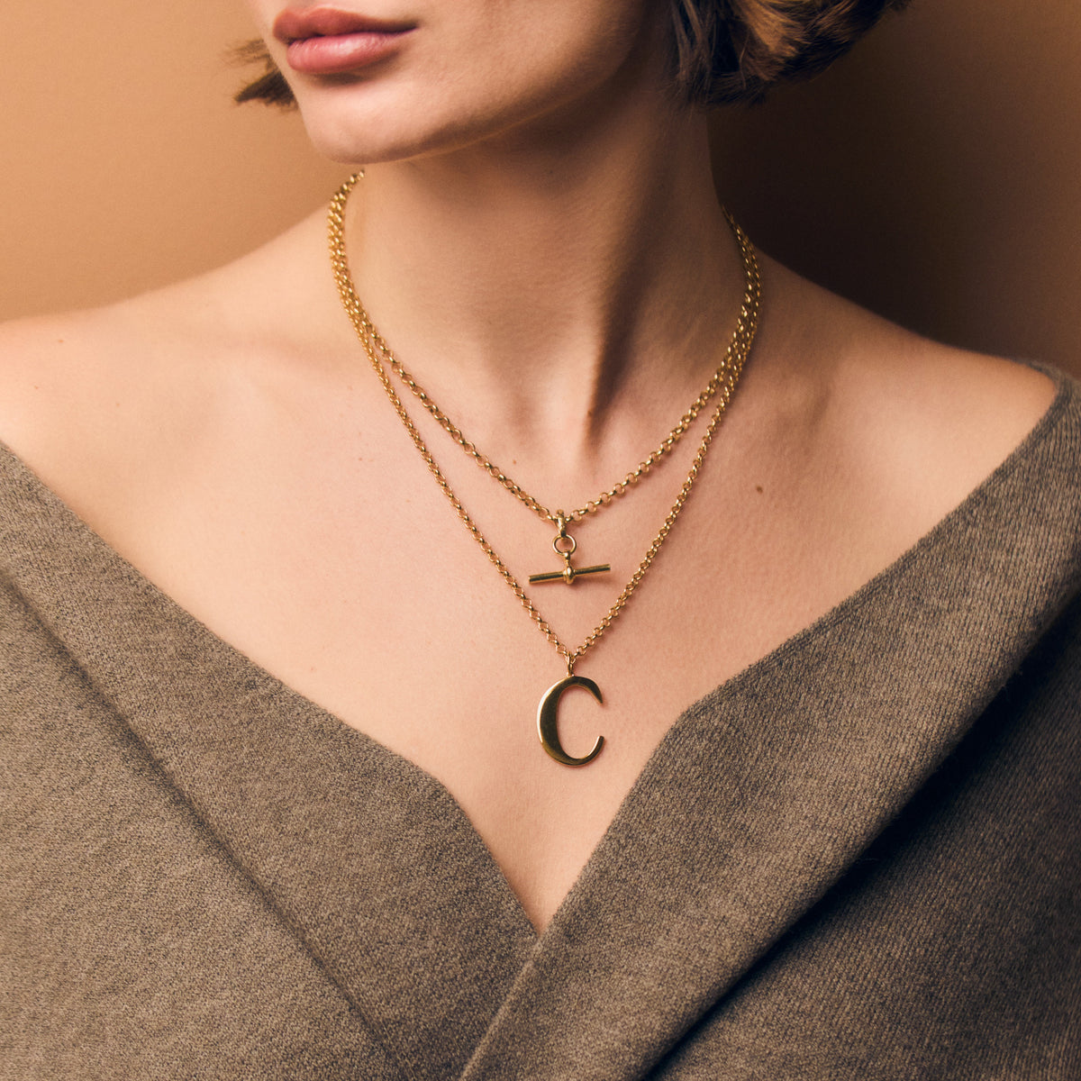Vintage Statement Initial Pendant