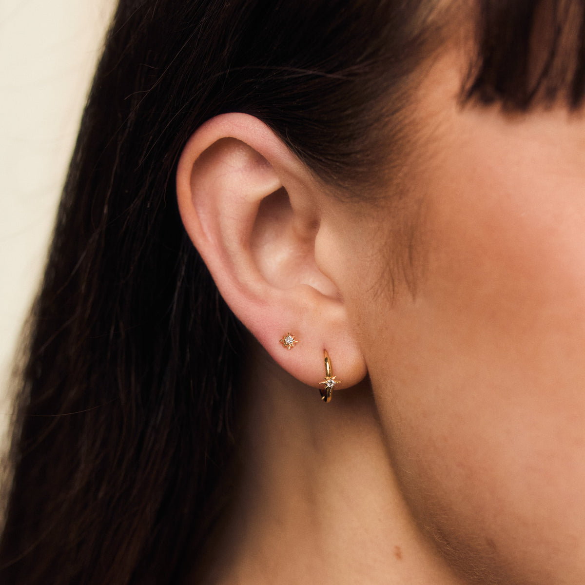 Celestia Star Huggie Hoop Earrings