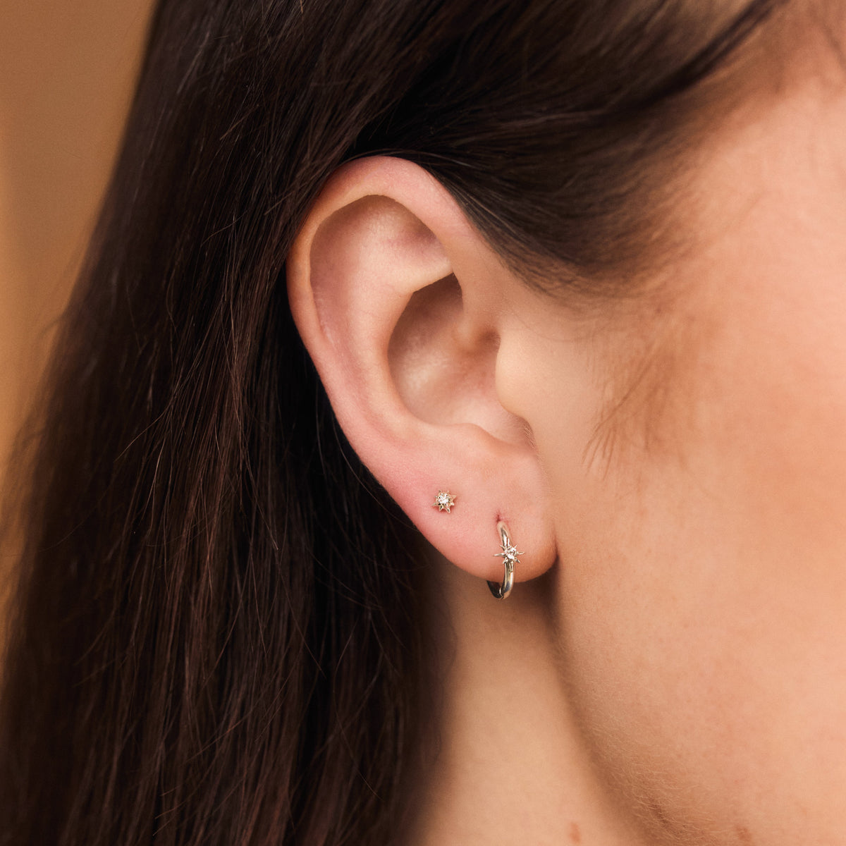 Celestia Star Huggie Hoop Earrings