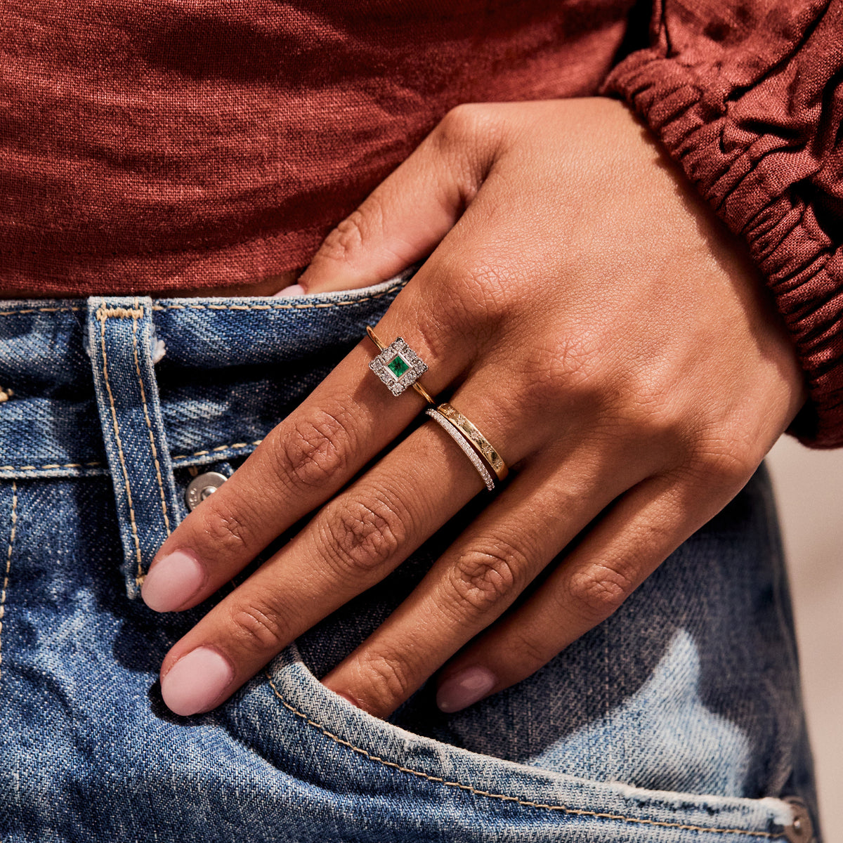 Coralie Vintage Emerald Ring