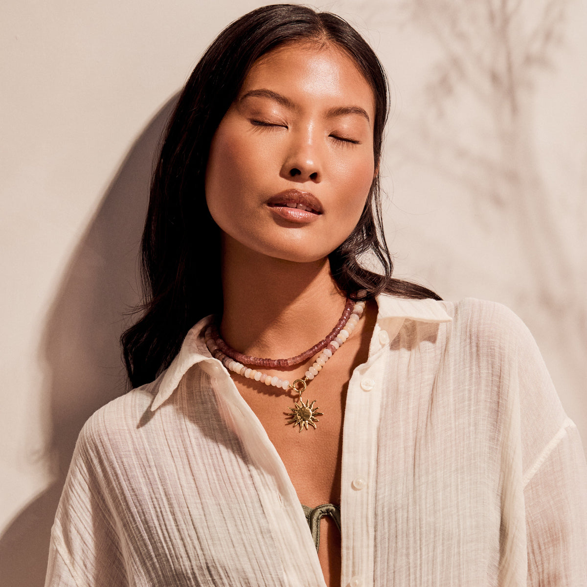 Moonstone Jade Beaded Necklace
