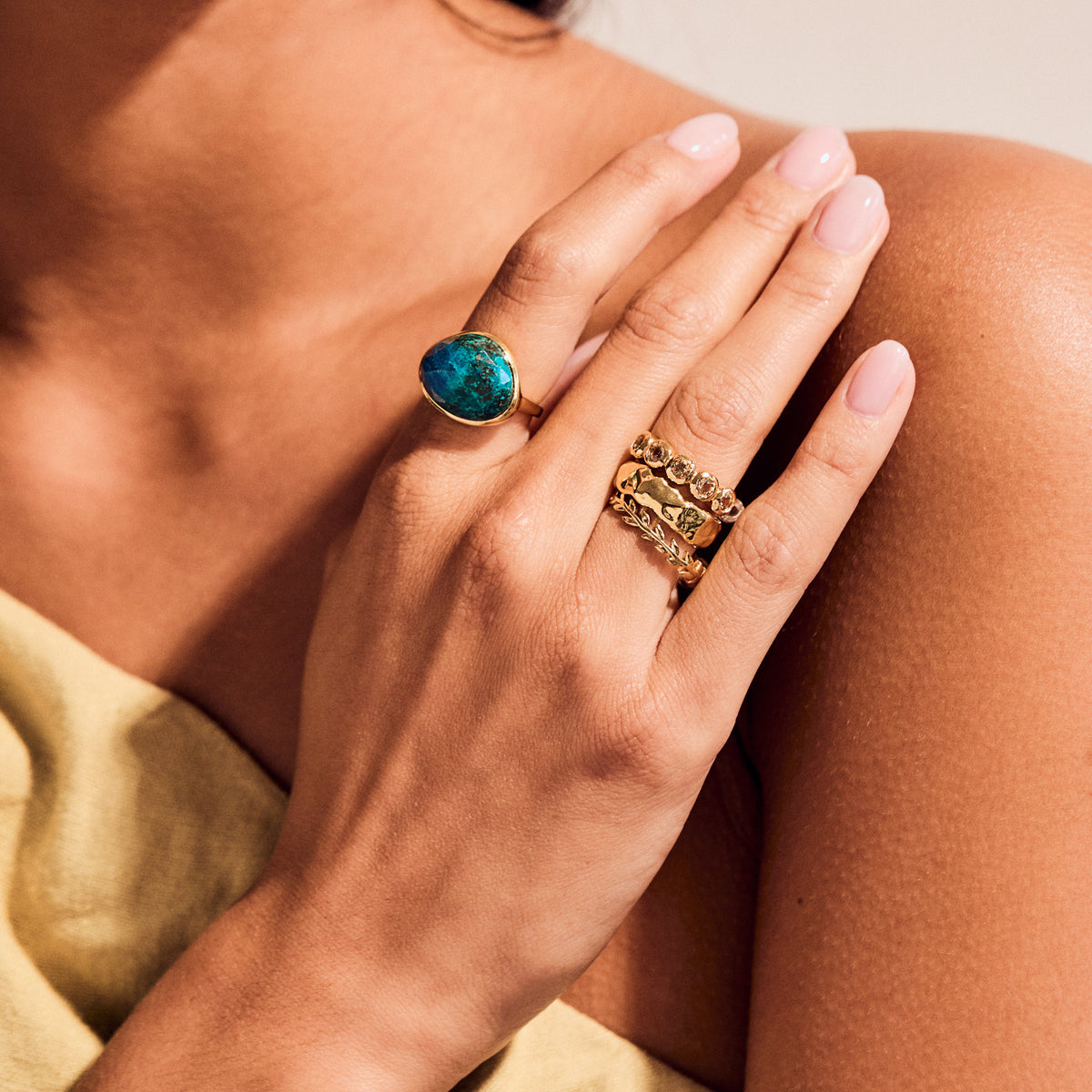 Lila Champagne Quartz Molten Ring