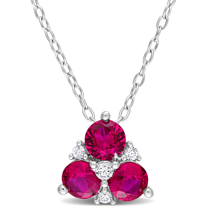 Lab Created Ruby and Lab Created White Sapphire Pendant in Sterling Silver