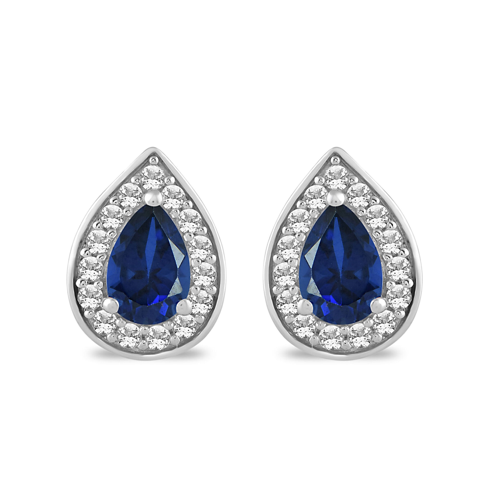 Pear-Shaped Lab Created Blue & White Sapphire Earrings in Sterling Silver