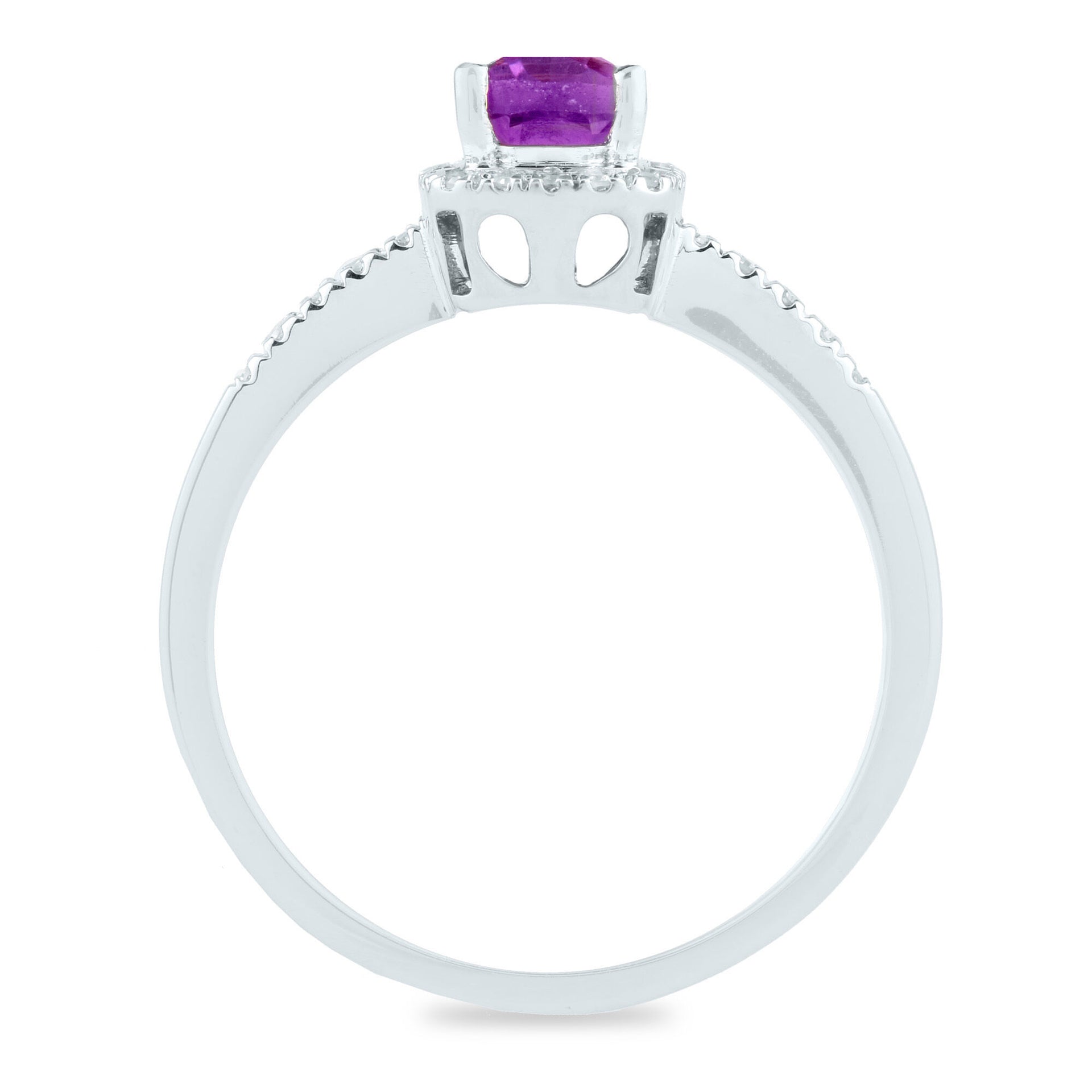 Amethyst and Diamond Ring in 10K White Gold (1/10 ct. tw.)