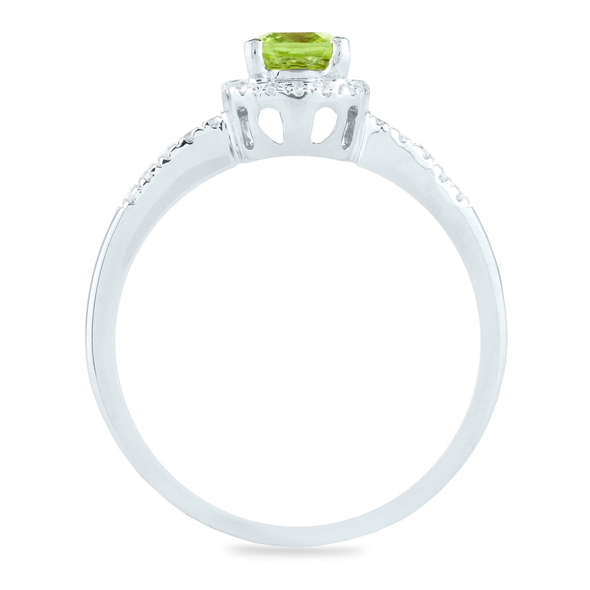 Peridot and Diamond Ring in 10K White Gold (1/10 ct. tw.)