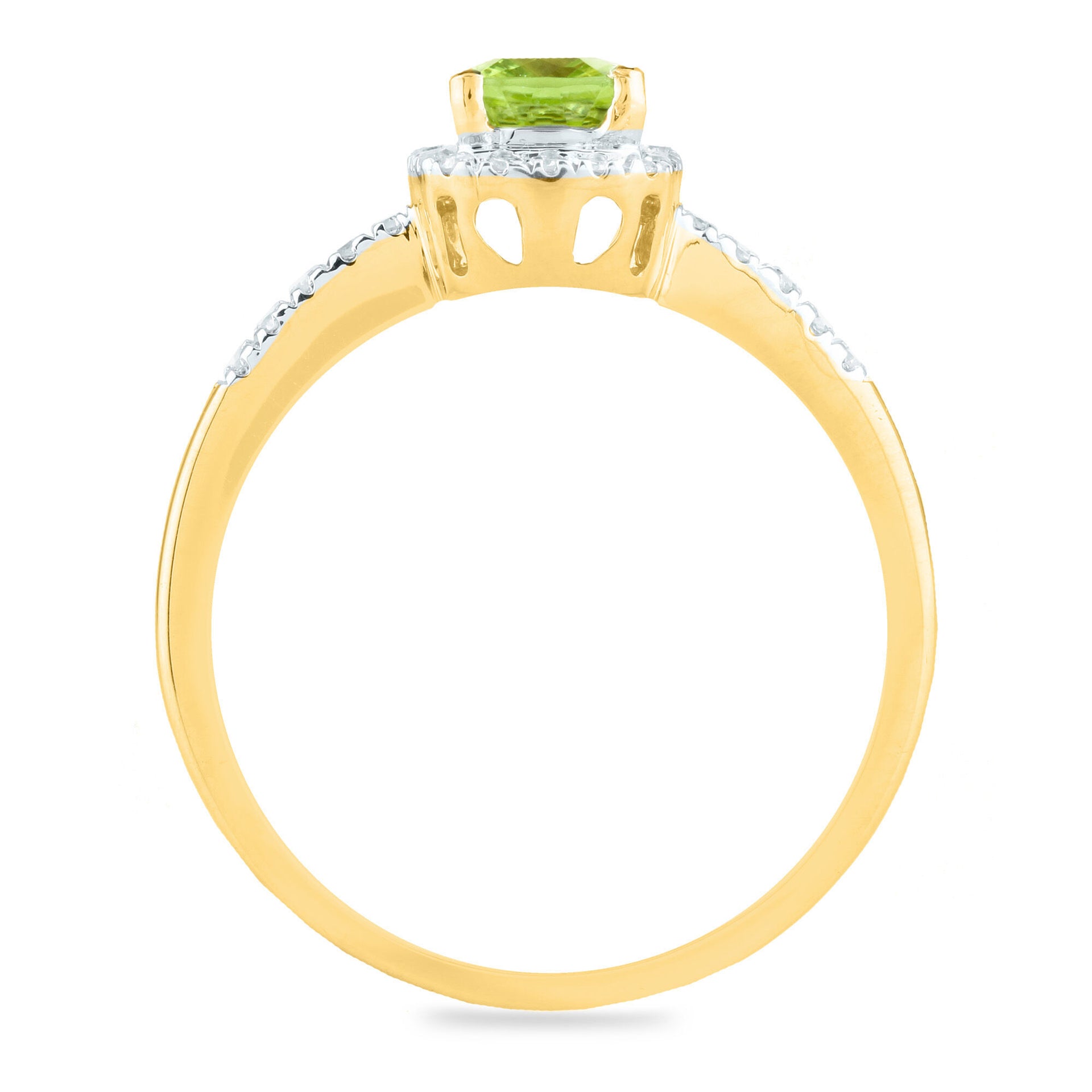 Peridot and Diamond Ring in 10K Yellow Gold (1/10 ct. tw.)