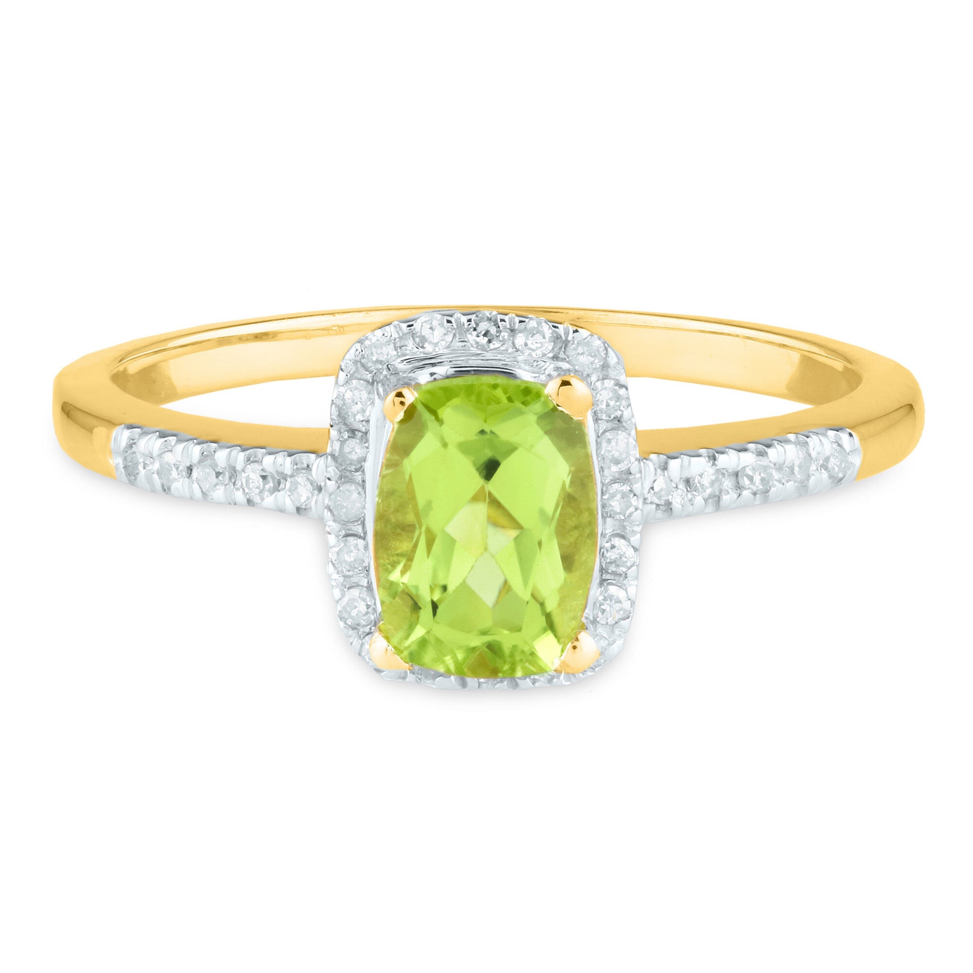 Peridot and Diamond Ring in 10K Yellow Gold (1/10 ct. tw.)