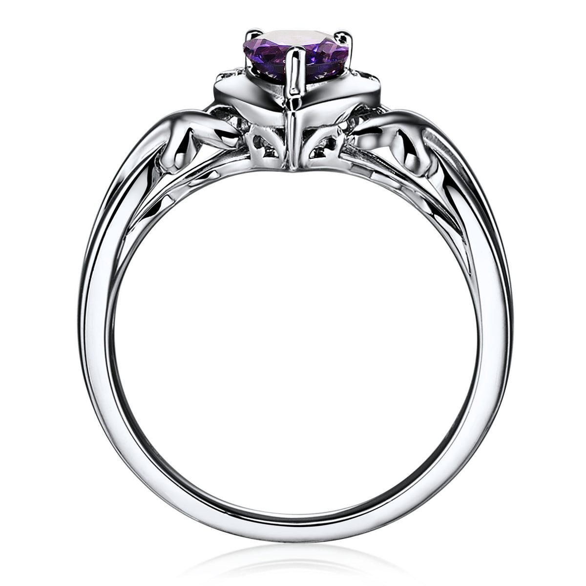 Amethyst and Lab Created White Sapphire Ring in Sterling Silver