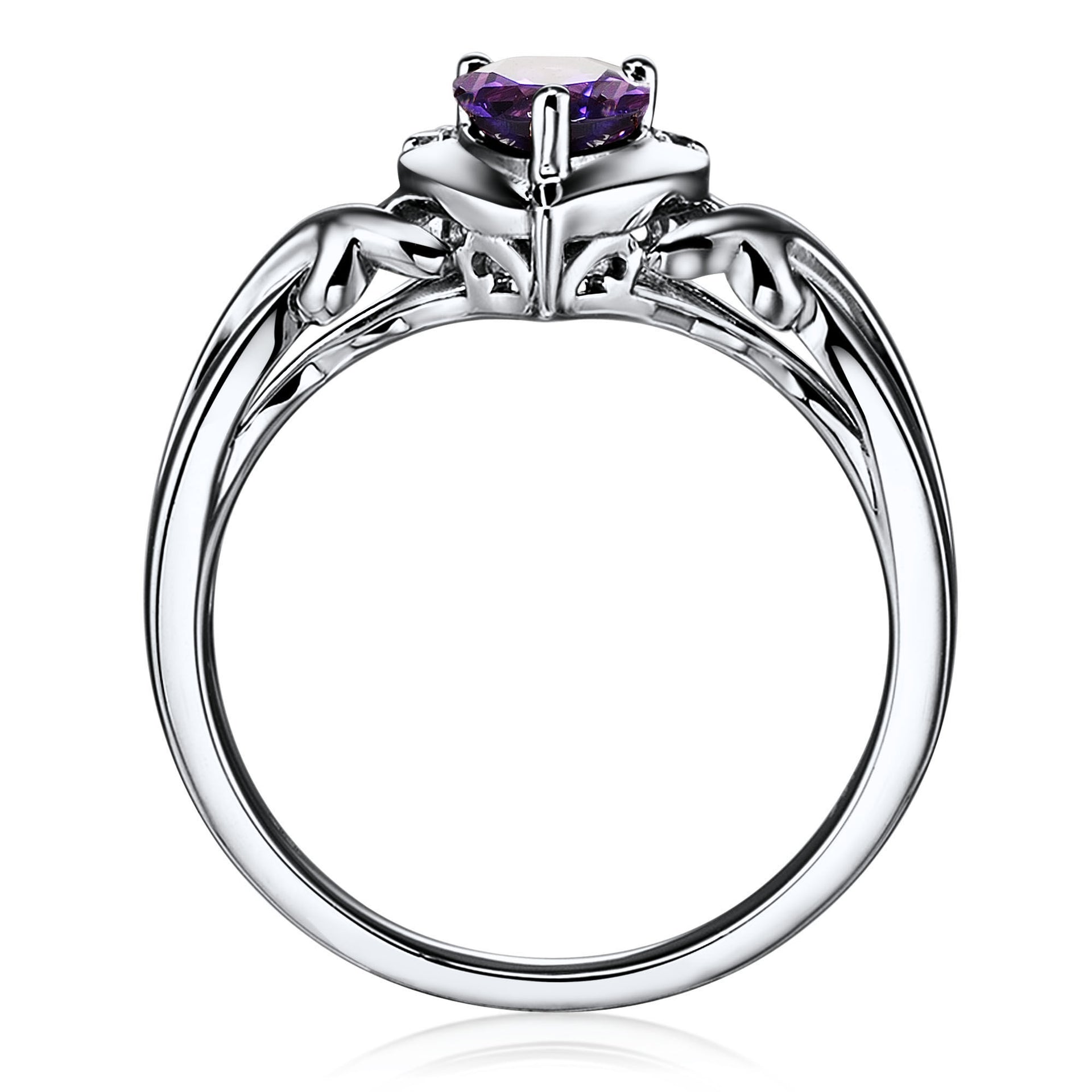 Amethyst and Lab Created White Sapphire Ring in Sterling Silver