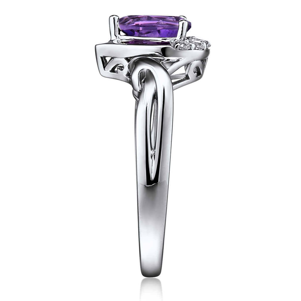 Amethyst and Lab Created White Sapphire Ring in Sterling Silver