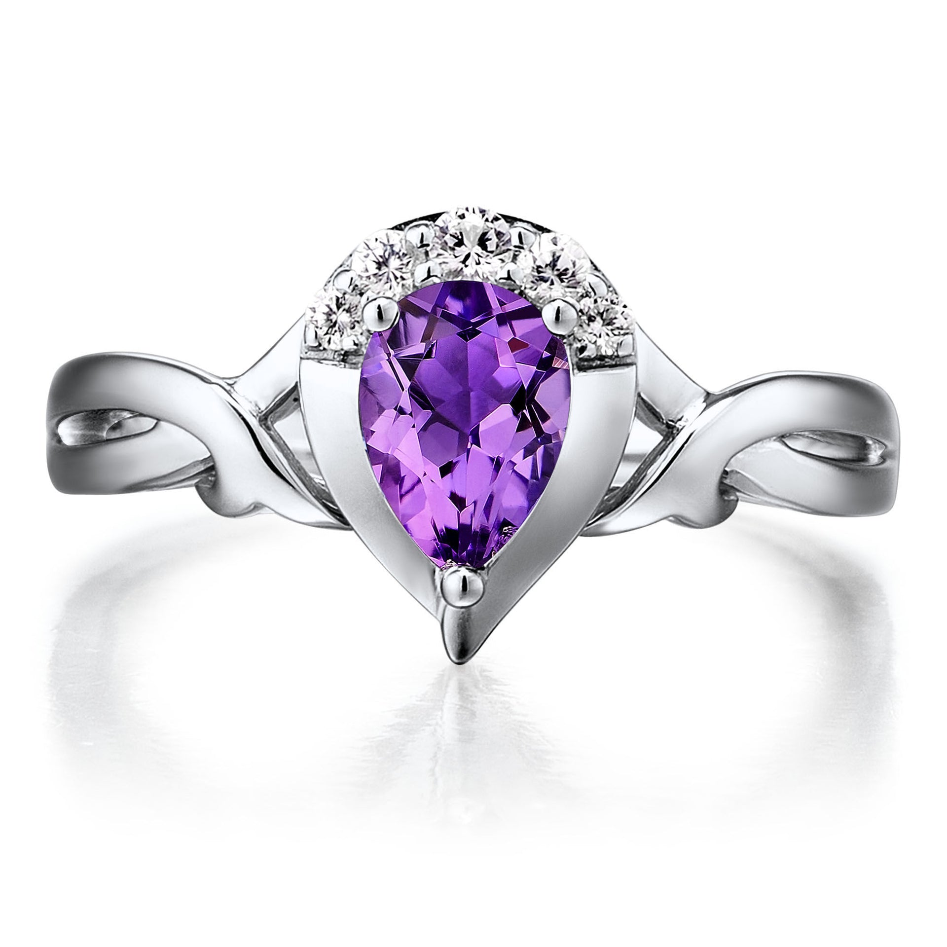 Amethyst and Lab Created White Sapphire Ring in Sterling Silver