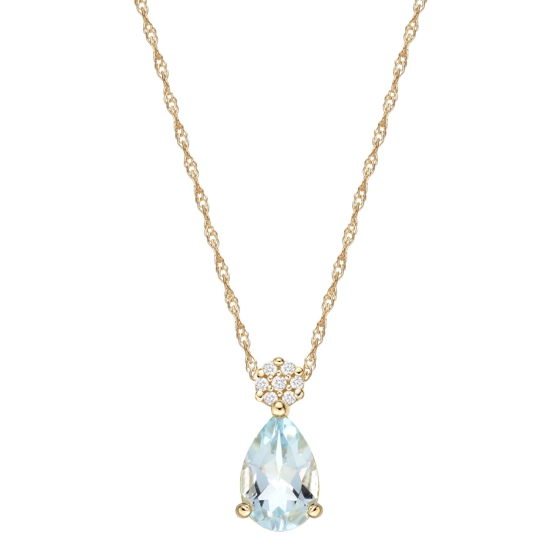 Aquamarine and Diamond Accent Pendant in 10K Yellow
