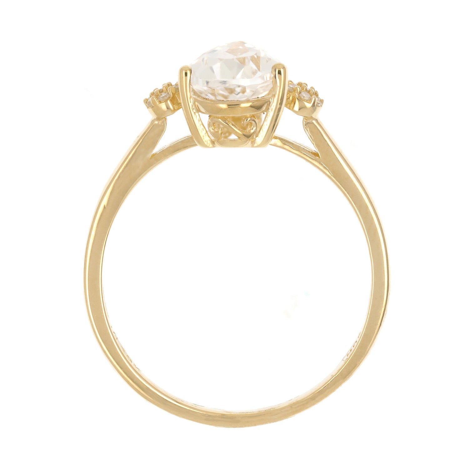 Lab-Created White Sapphire and Diamond Accent Ring in 10K Yellow Gold