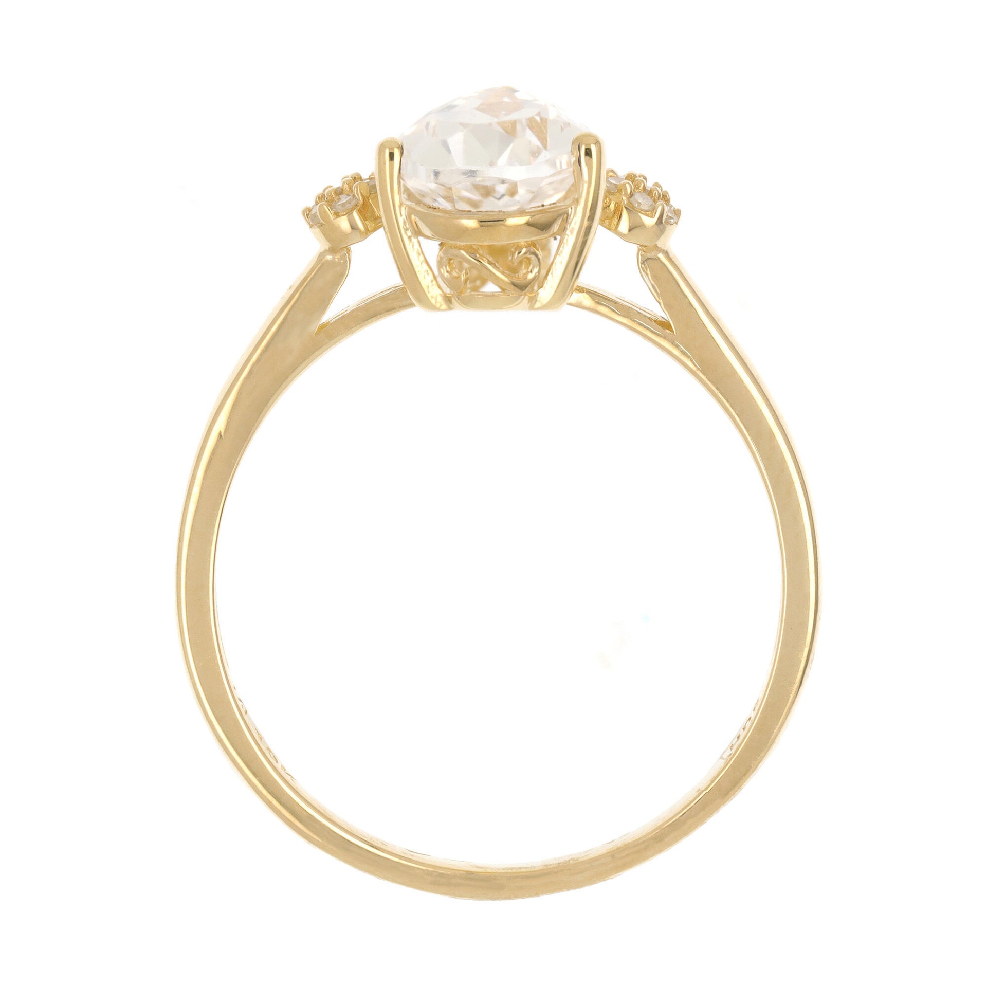 Lab-Created White Sapphire and Diamond Accent Ring in 10K Yellow Gold