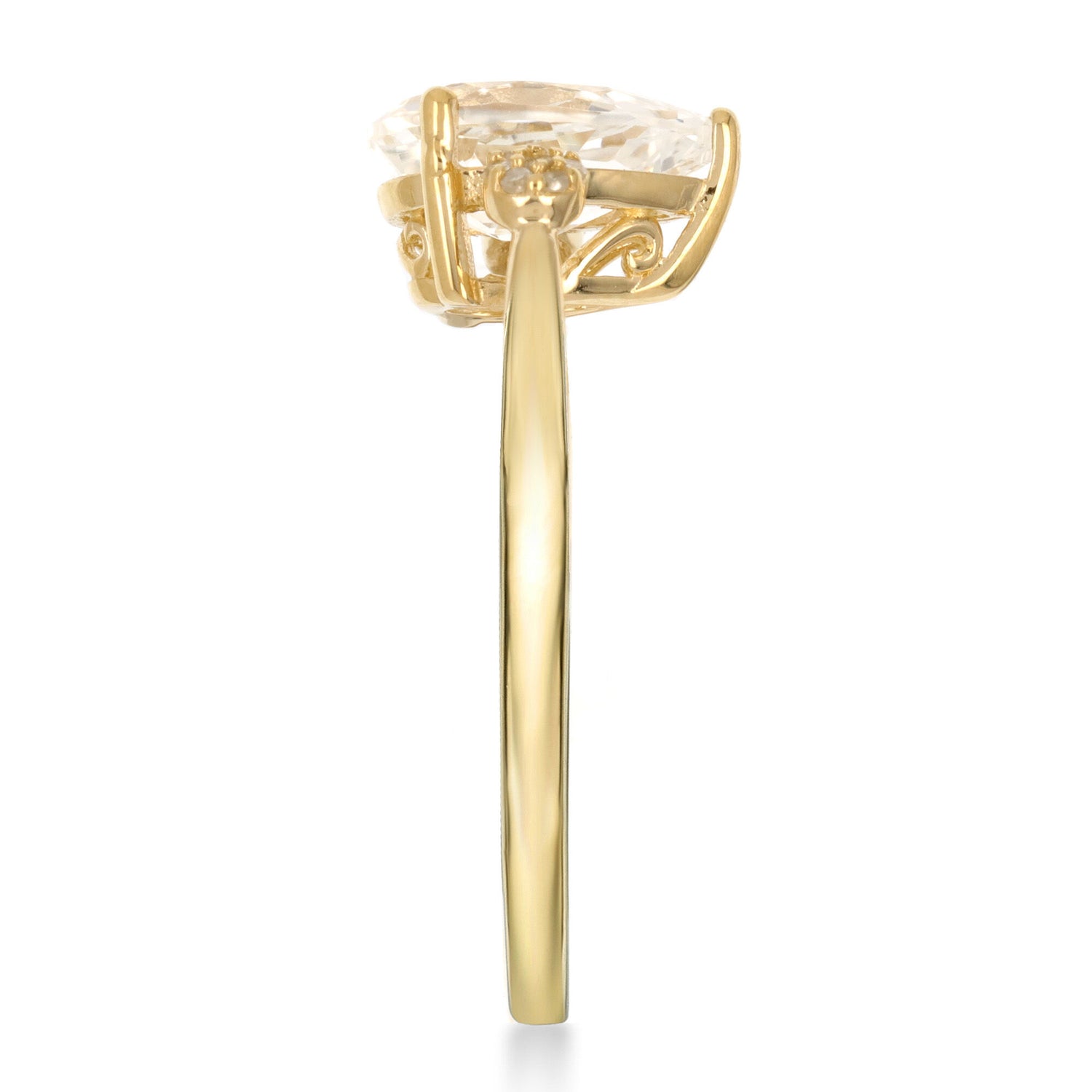 Lab-Created White Sapphire and Diamond Accent Ring in 10K Yellow Gold