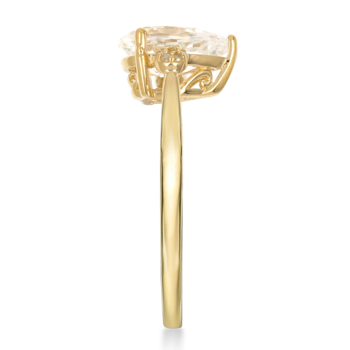 Lab-Created White Sapphire and Diamond Accent Ring in 10K Yellow Gold