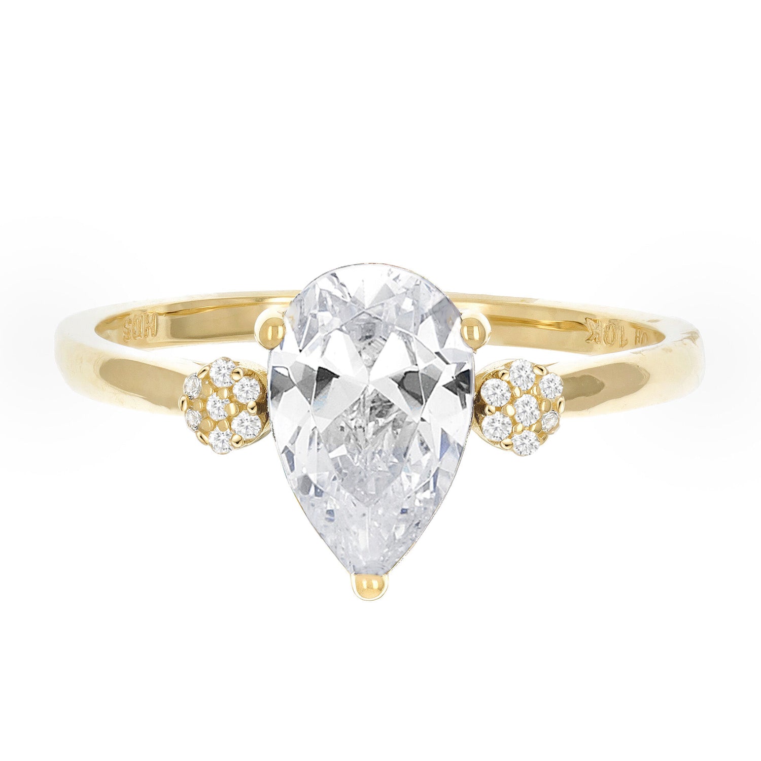 Lab-Created White Sapphire and Diamond Accent Ring in 10K Yellow Gold