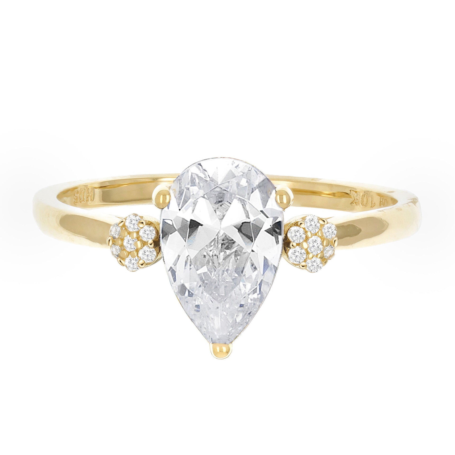 Lab-Created White Sapphire and Diamond Accent Ring in 10K Yellow Gold