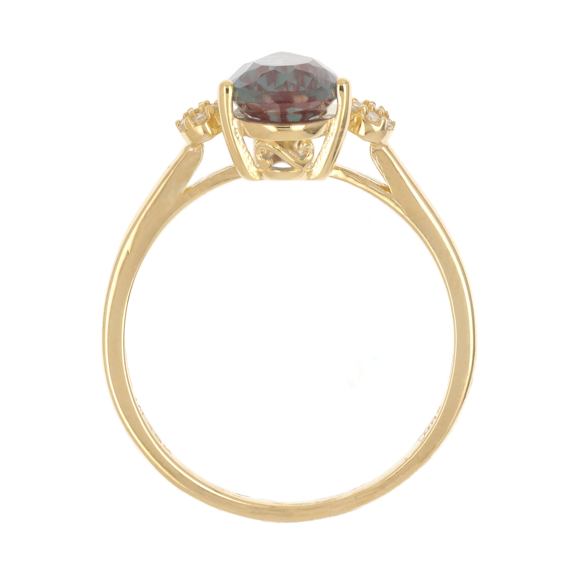 Lab-Created Alexandrite and Diamond Accent Ring in 10K Yellow Gold