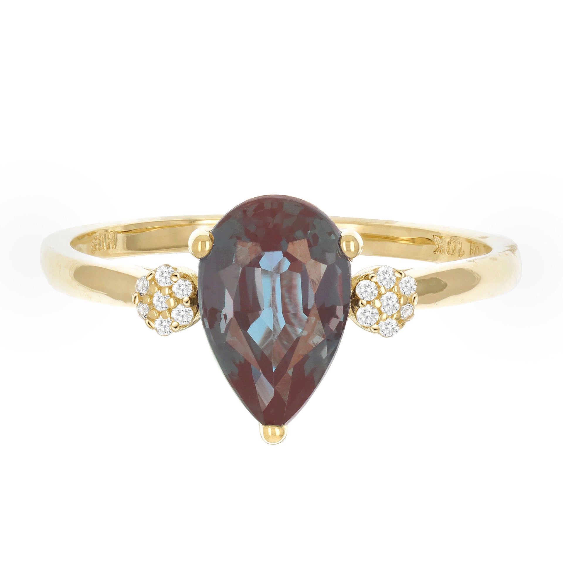 Lab-Created Alexandrite and Diamond Accent Ring in 10K Yellow Gold
