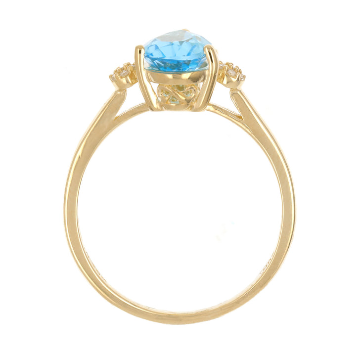 Blue Topaz and Diamond Accent Ring in 10K Yellow Gold