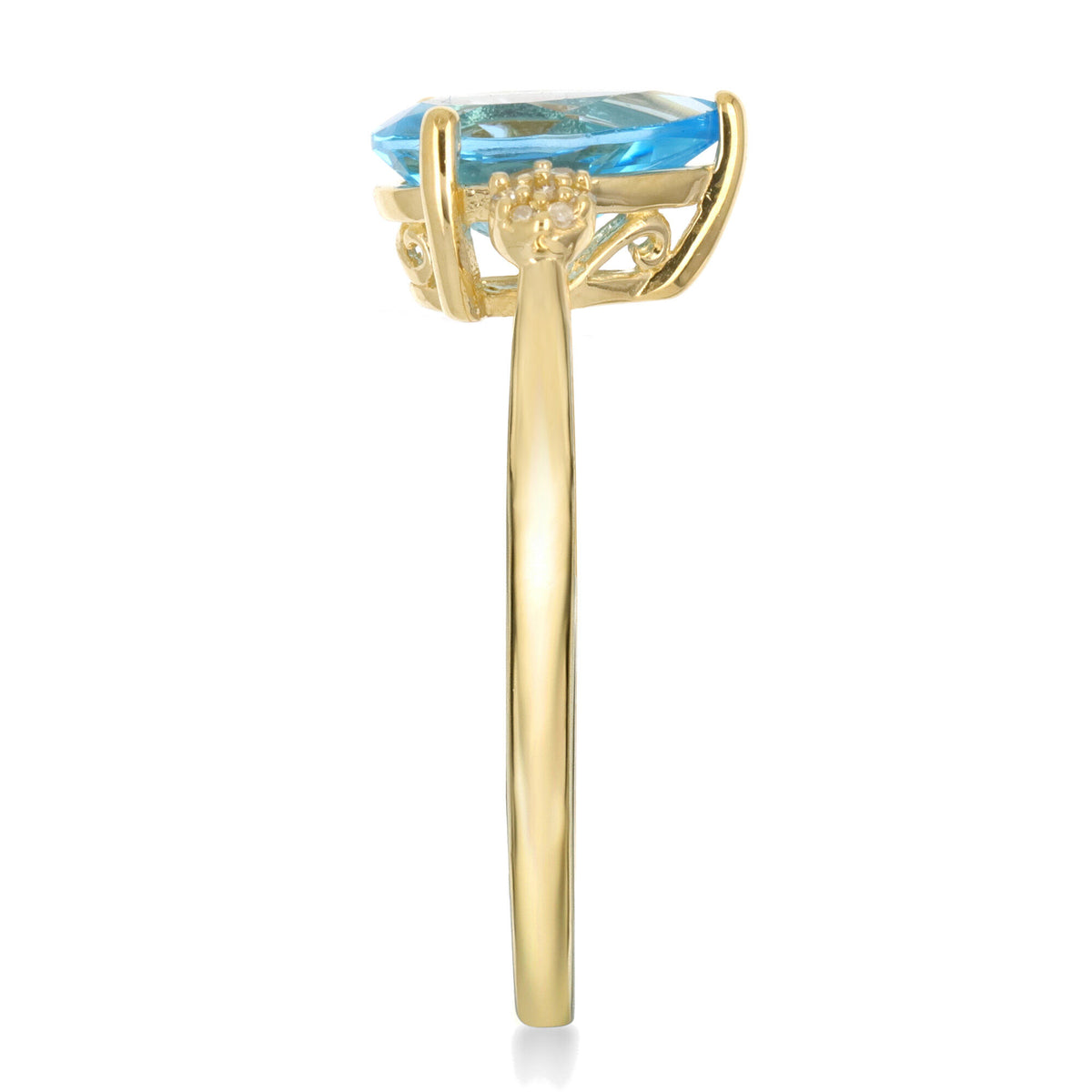 Blue Topaz and Diamond Accent Ring in 10K Yellow Gold