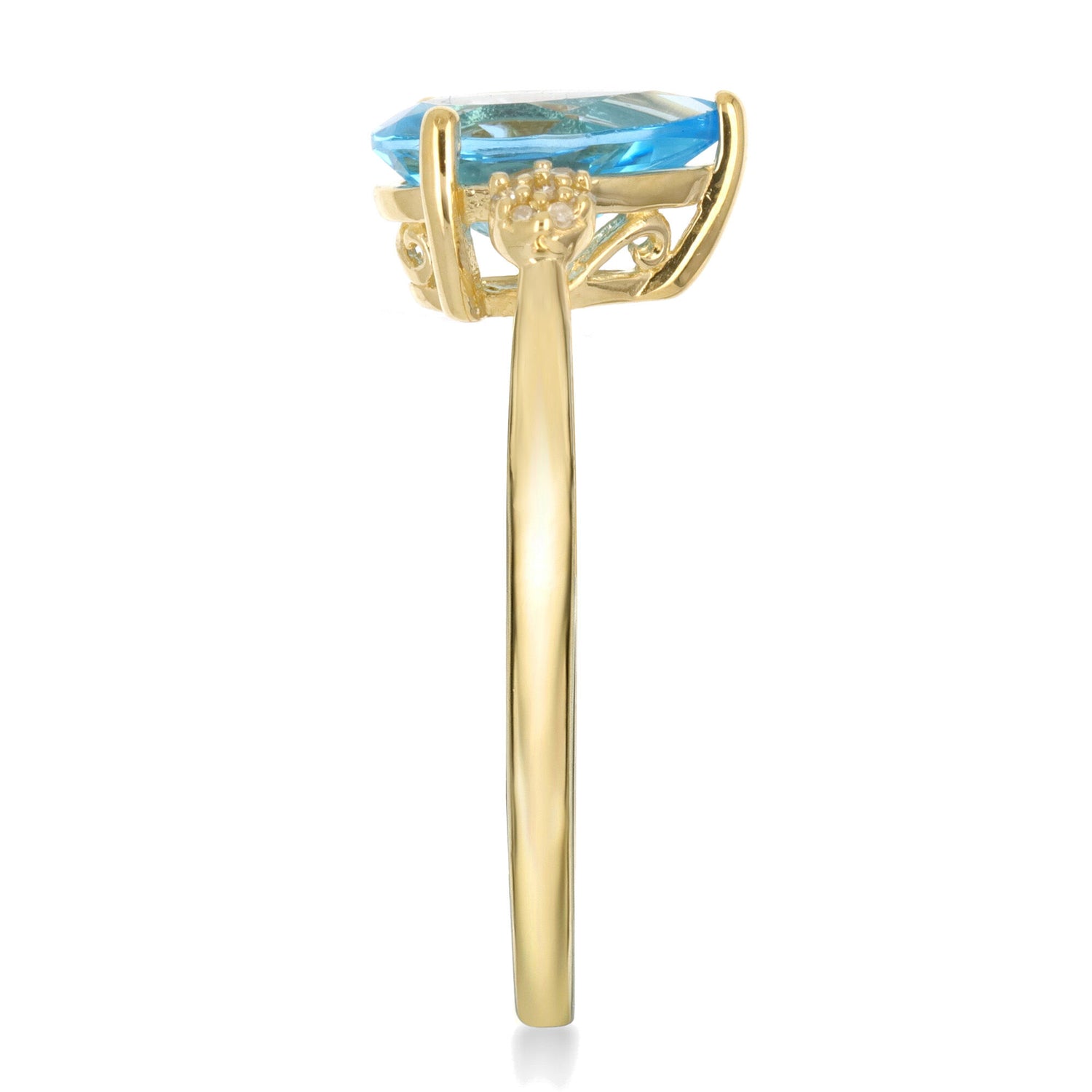 Blue Topaz and Diamond Accent Ring in 10K Yellow Gold