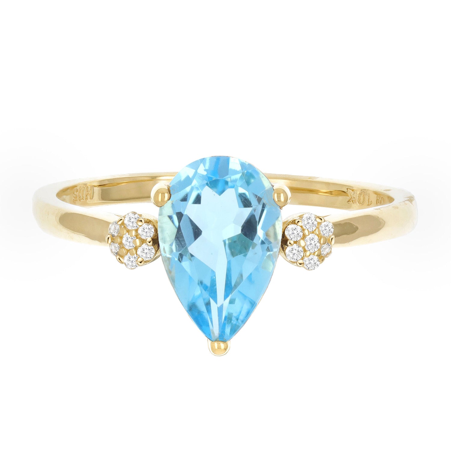 Blue Topaz and Diamond Accent Ring in 10K Yellow Gold
