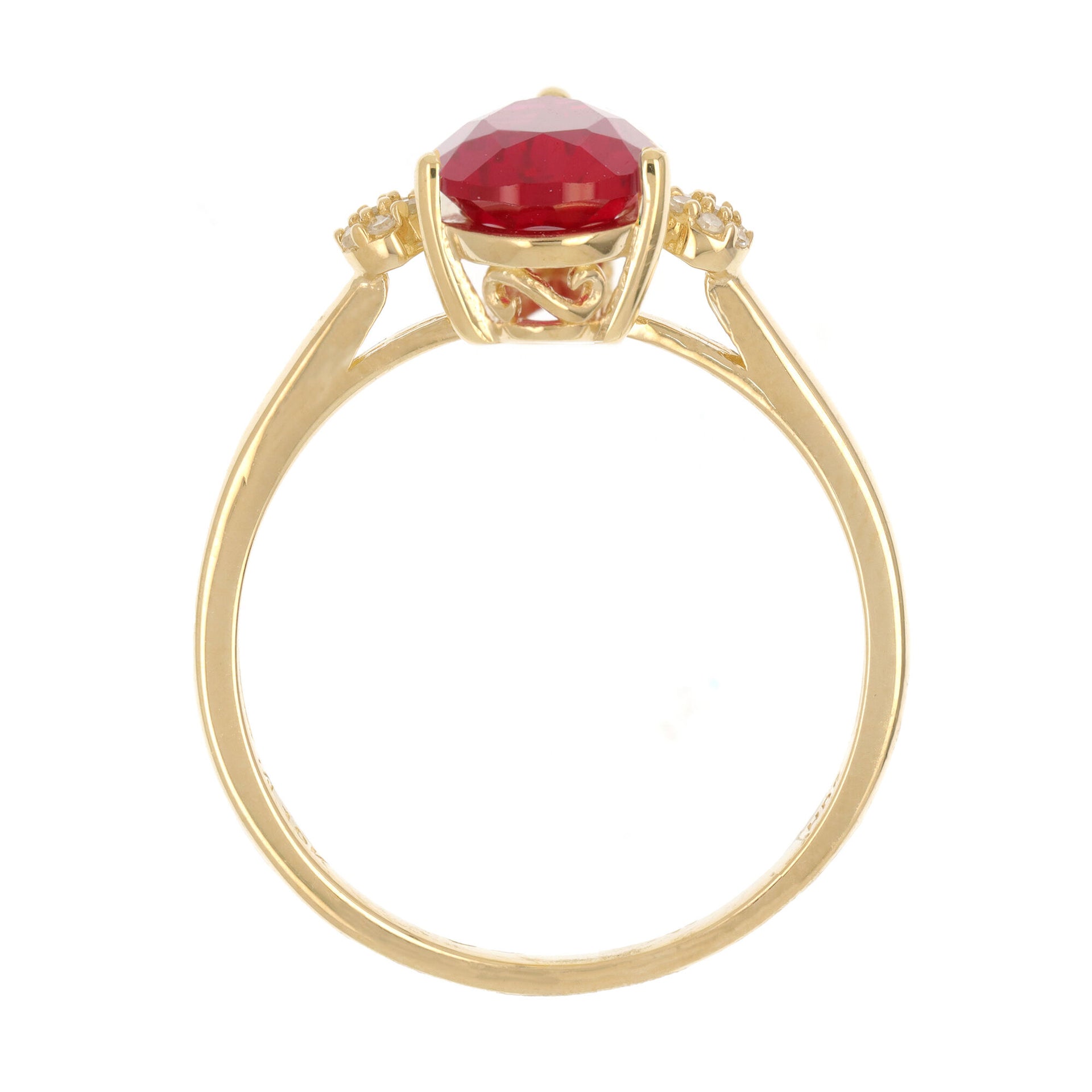 Lab-Created Ruby and Diamond Accent Ring in 10K Yellow Gold