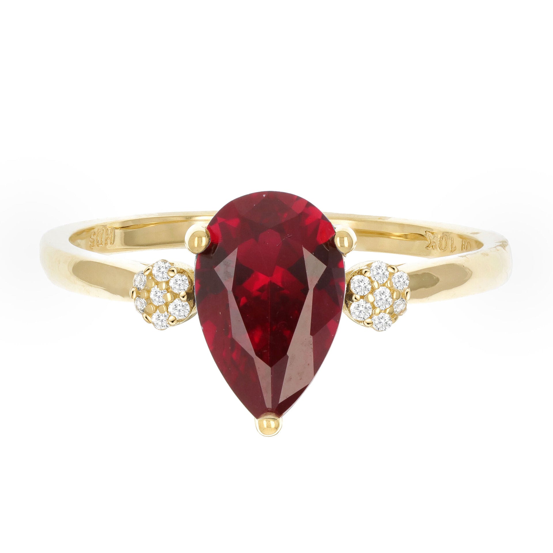 Lab-Created Ruby and Diamond Accent Ring in 10K Yellow Gold