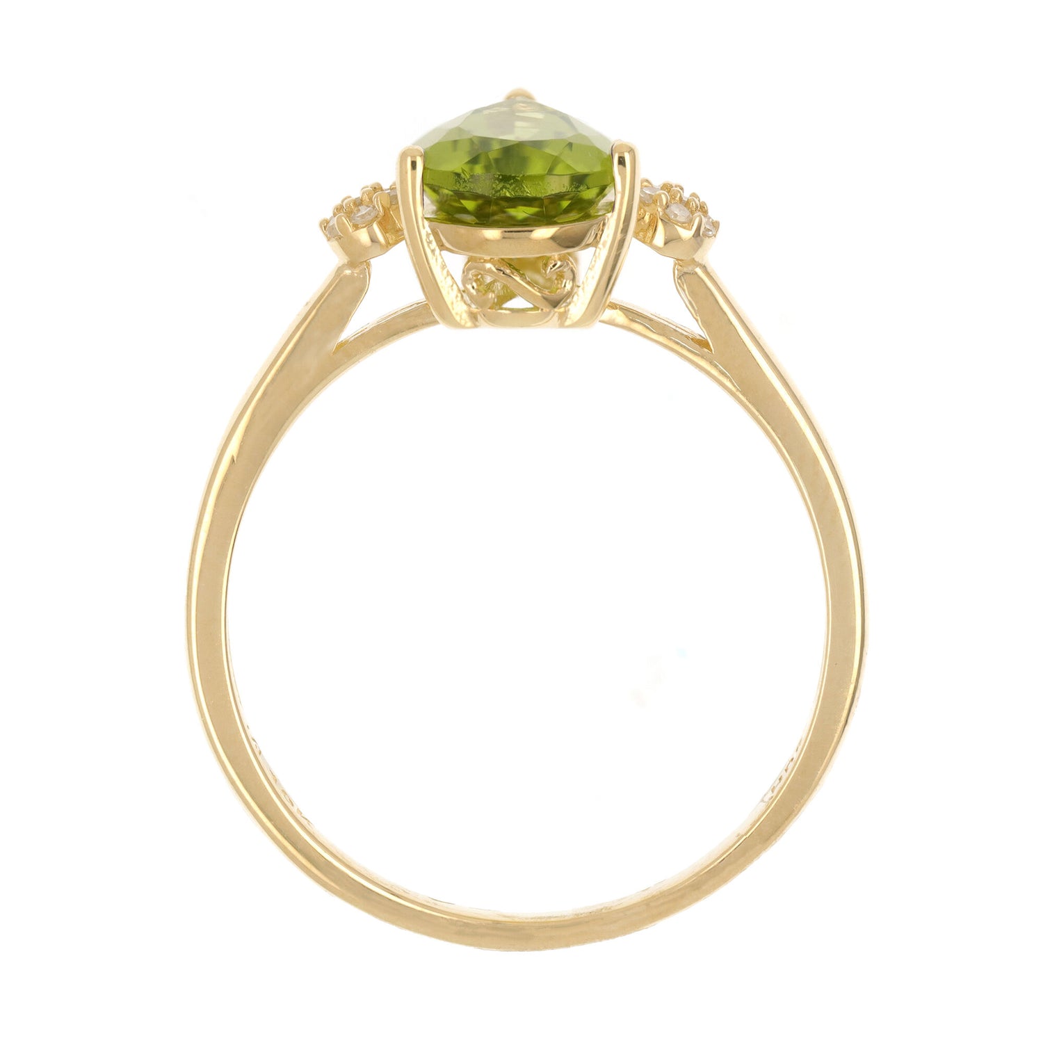 Peridot and Diamond Accent Ring in 10K Yellow Gold