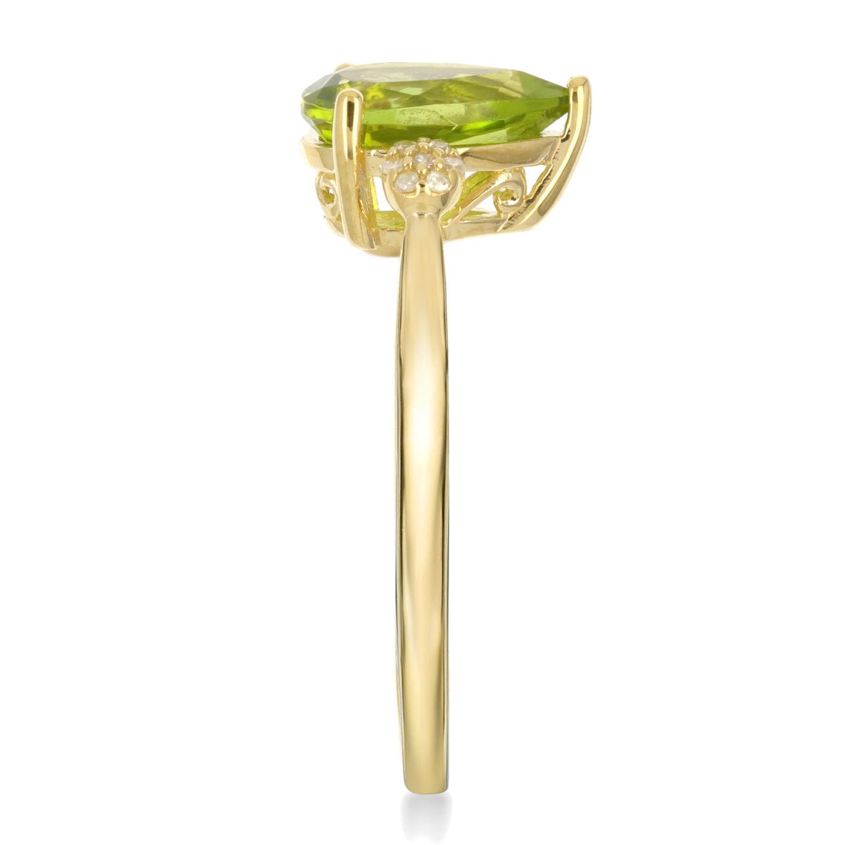 Peridot and Diamond Accent Ring in 10K Yellow Gold