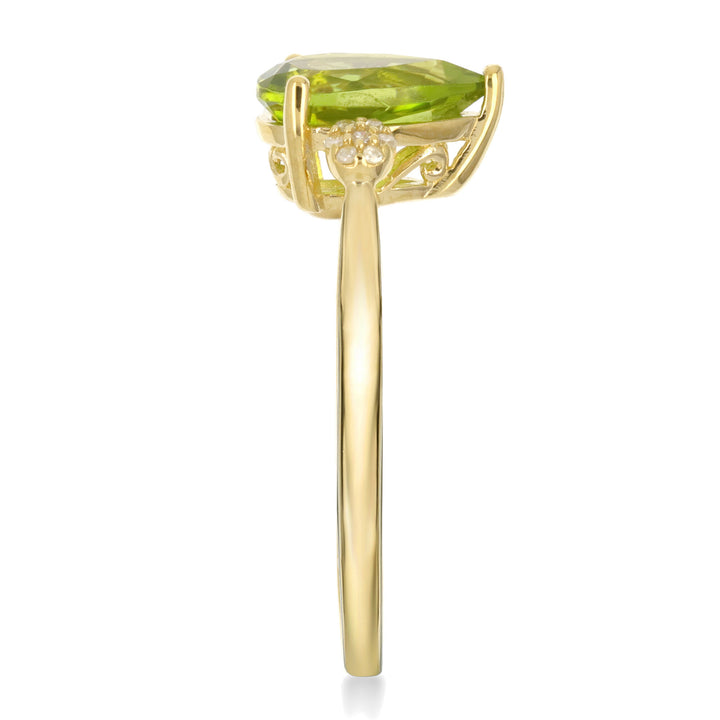 Peridot and Diamond Accent Ring in 10K Yellow Gold