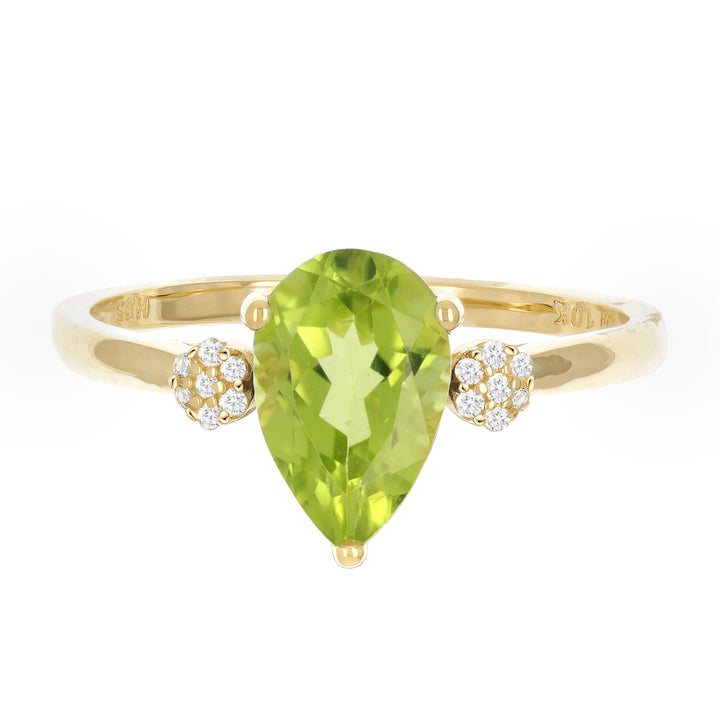 Peridot and Diamond Accent Ring in 10K Yellow Gold