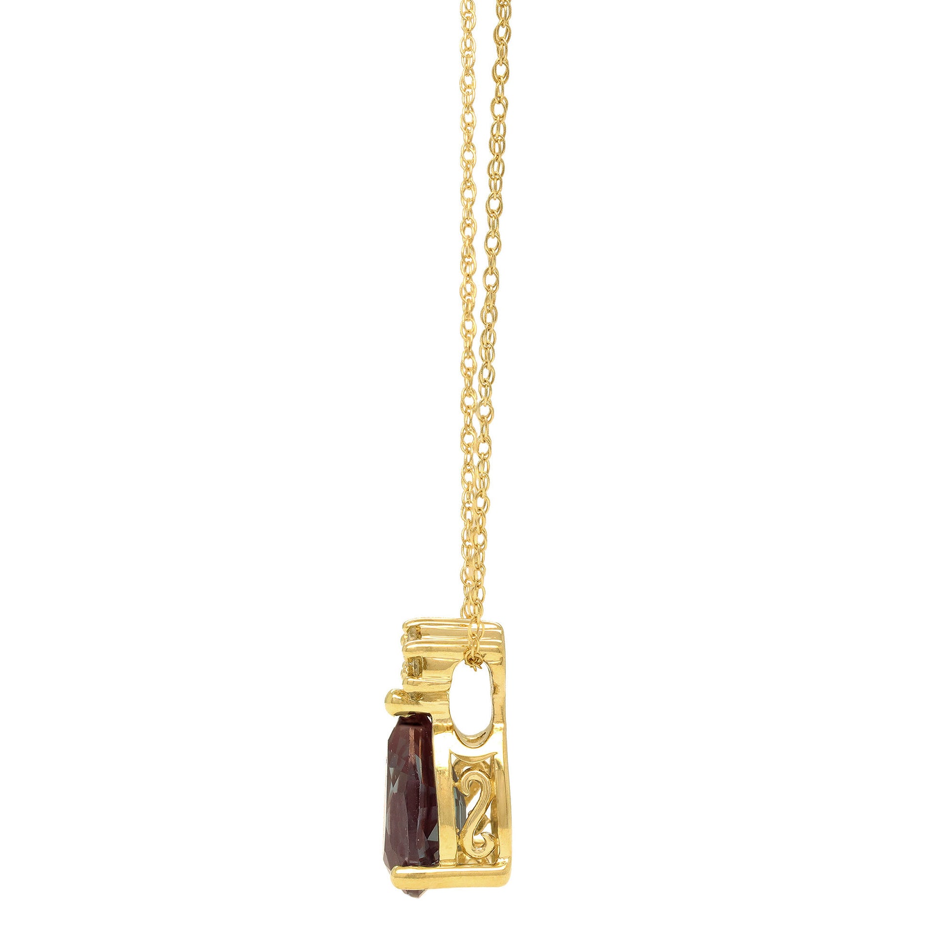 Lab Created Alexandrite and Diamond Pendant in 10K Yellow Gold