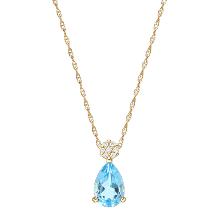 Blue Topaz and Diamond Pendant in 10K Yellow Gold