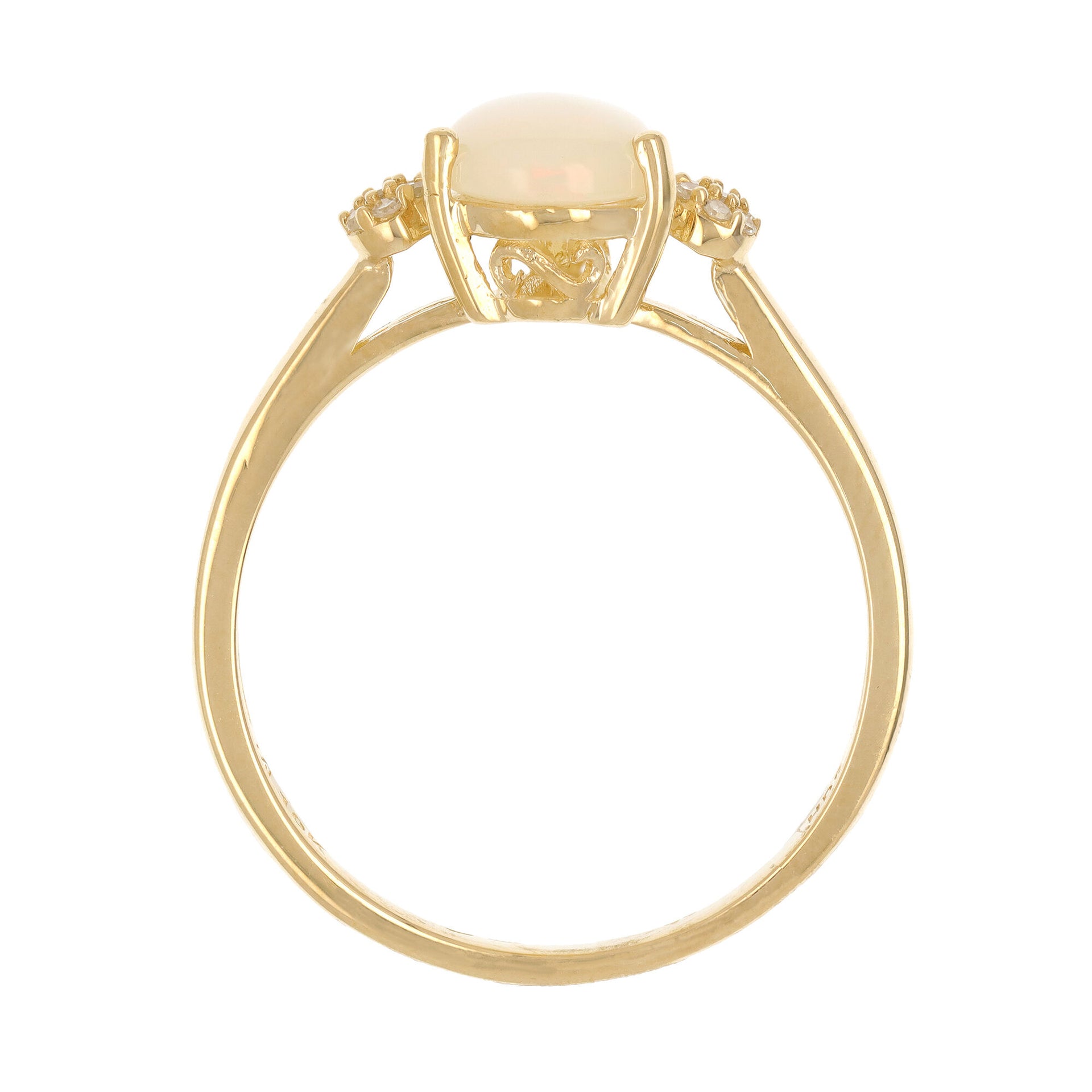 Opal and Diamond Accent Ring in 10K Yellow Gold