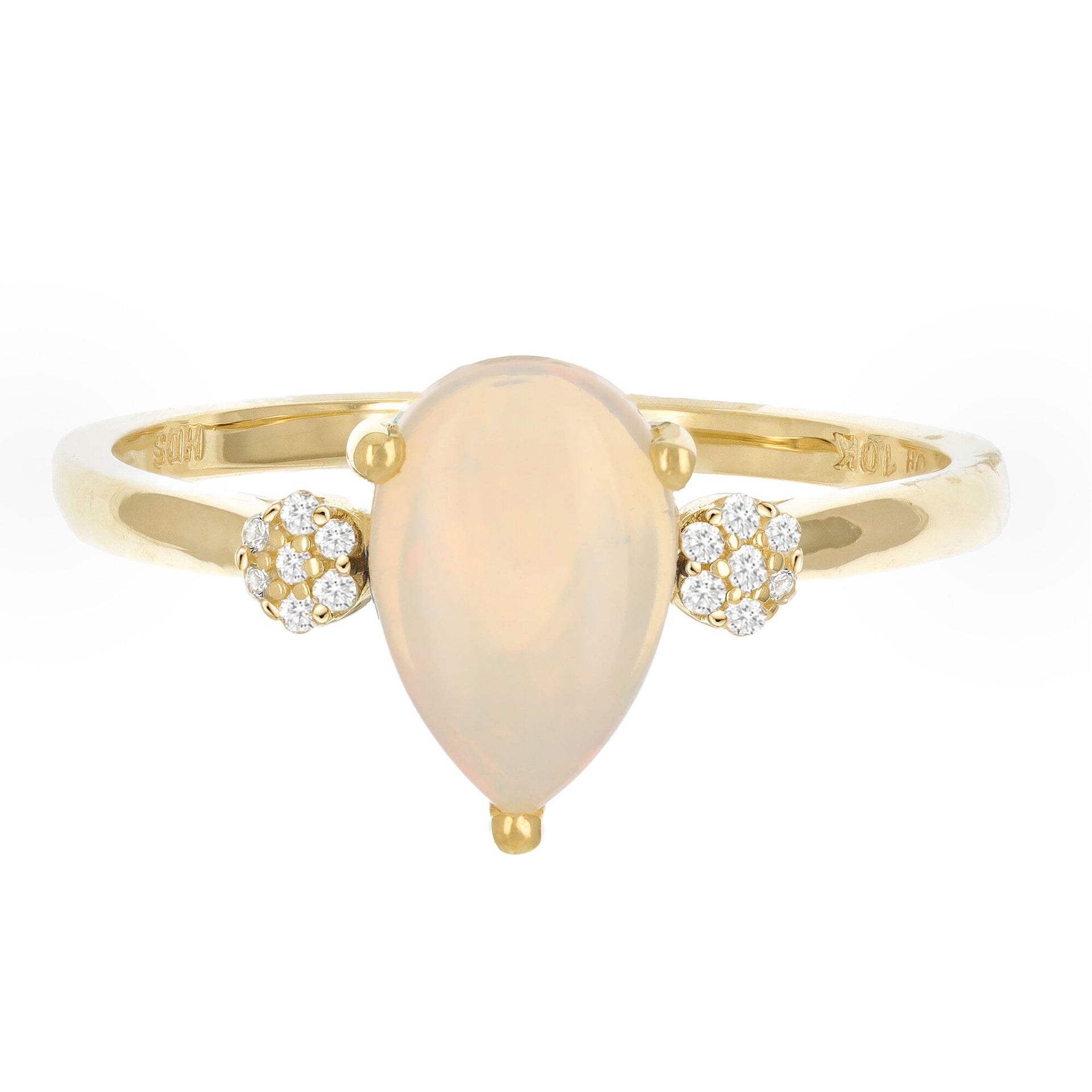 Opal and Diamond Accent Ring in 10K Yellow Gold