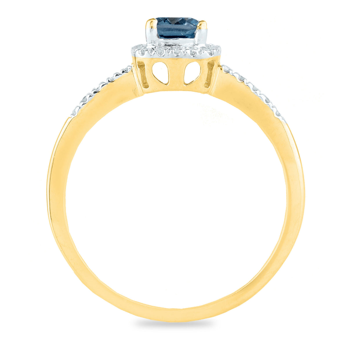London Blue Topaz and Diamond Ring in 10K Yellow Gold (1/10 ct. tw.)