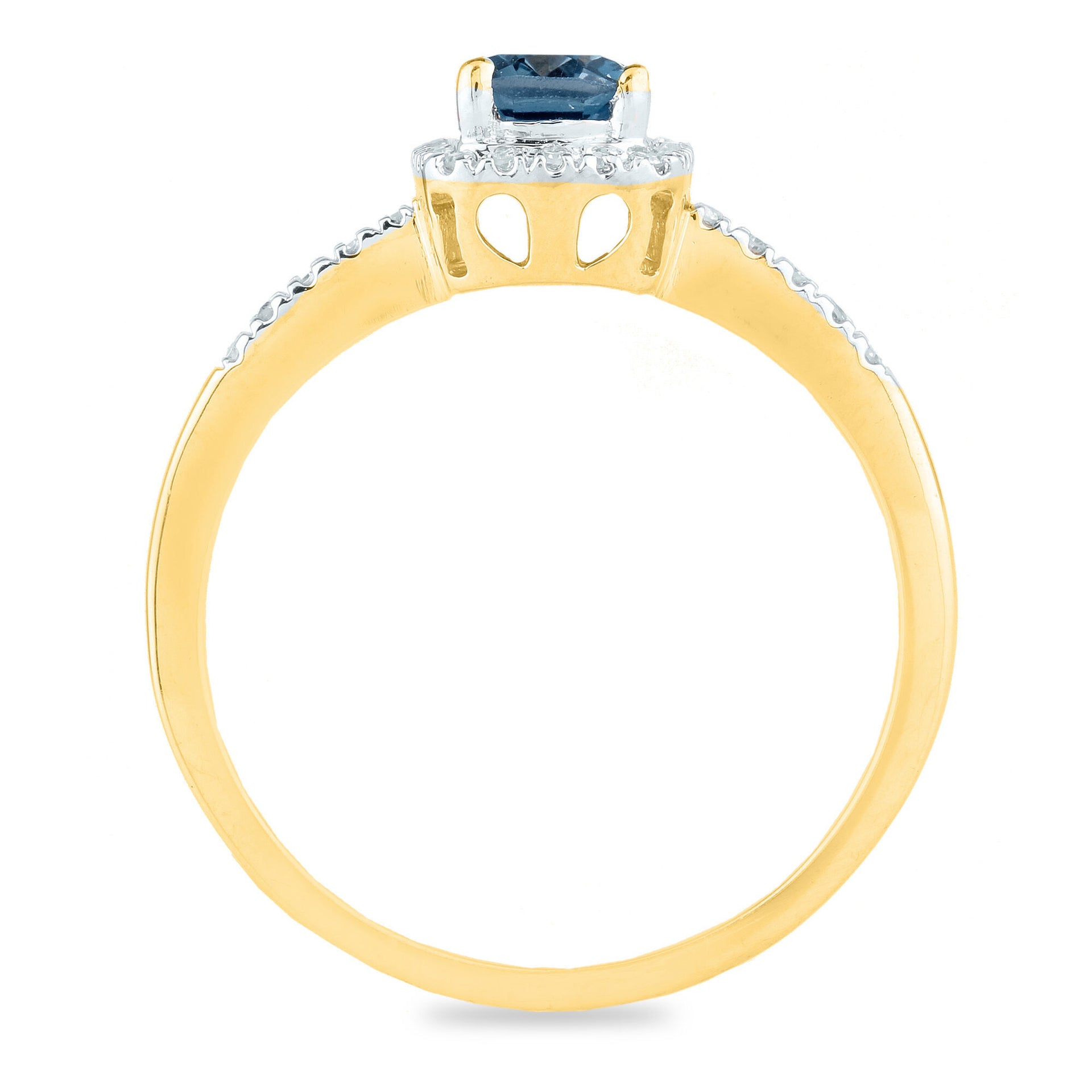 London Blue Topaz and Diamond Ring in 10K Yellow Gold (1/10 ct. tw.)