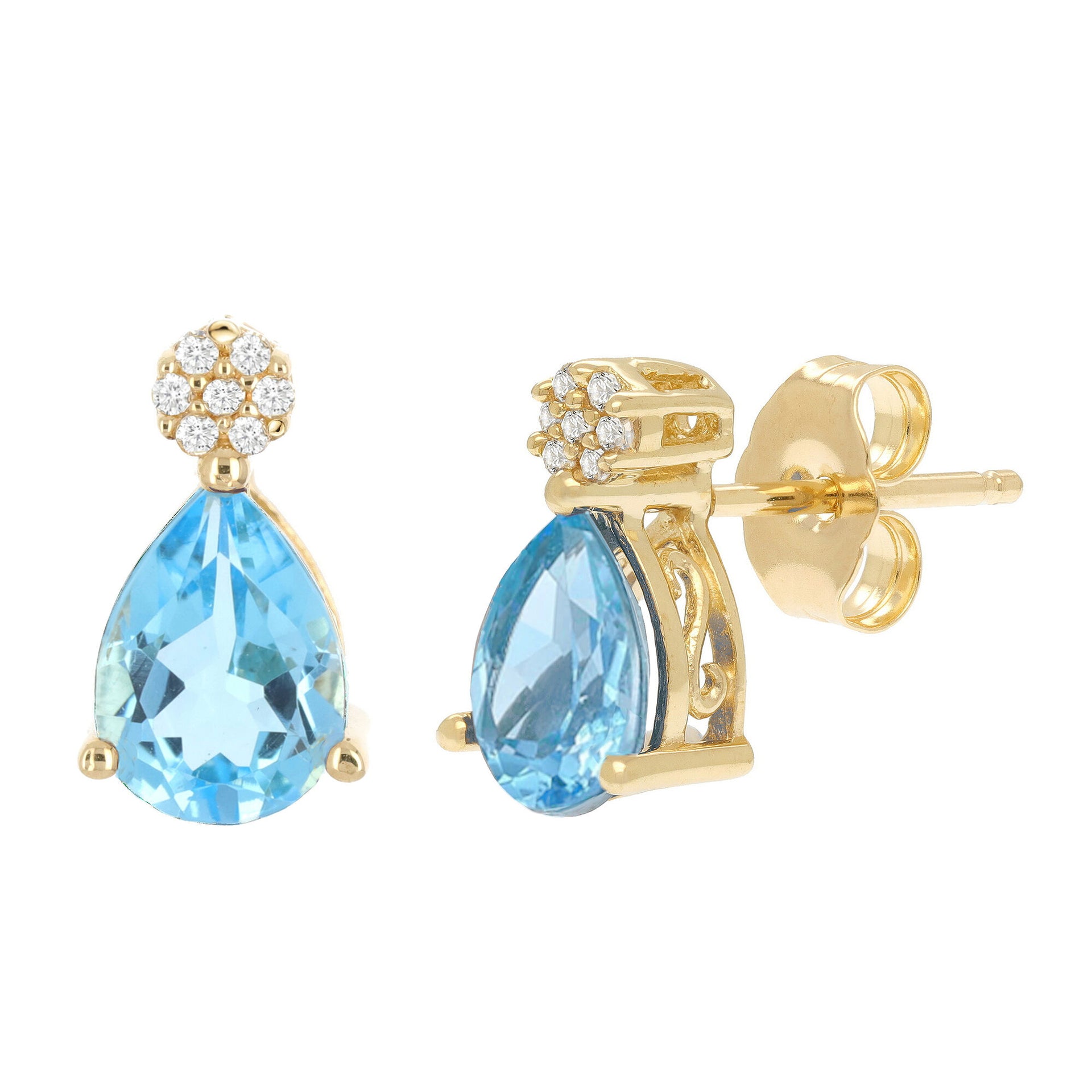 Blue Topaz and Diamond Accent Earrings in 10K Yellow Gold