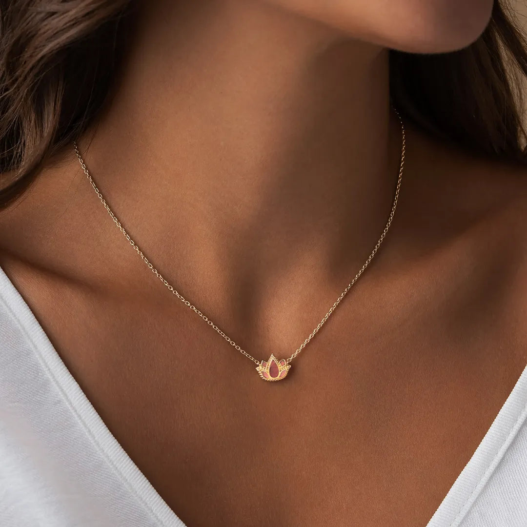 Blooming Grace Rose Quartz Lotus Necklace
