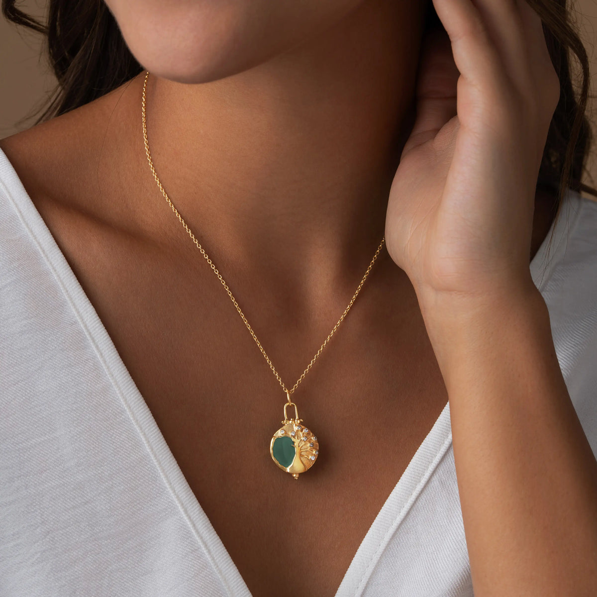 Rooted Blessings Chalcedony Tree of Life Necklace