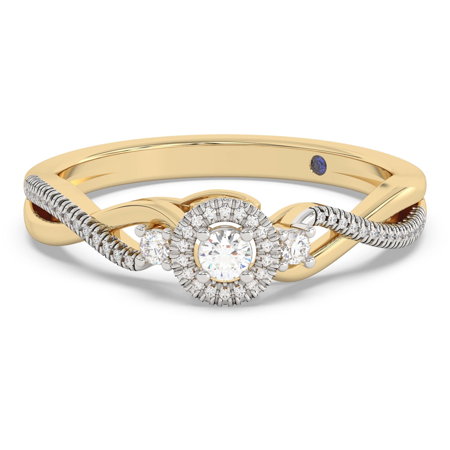 Diamond and Blue Sapphire Ring in 10K Yellow Gold (1/5 ct. tw.)