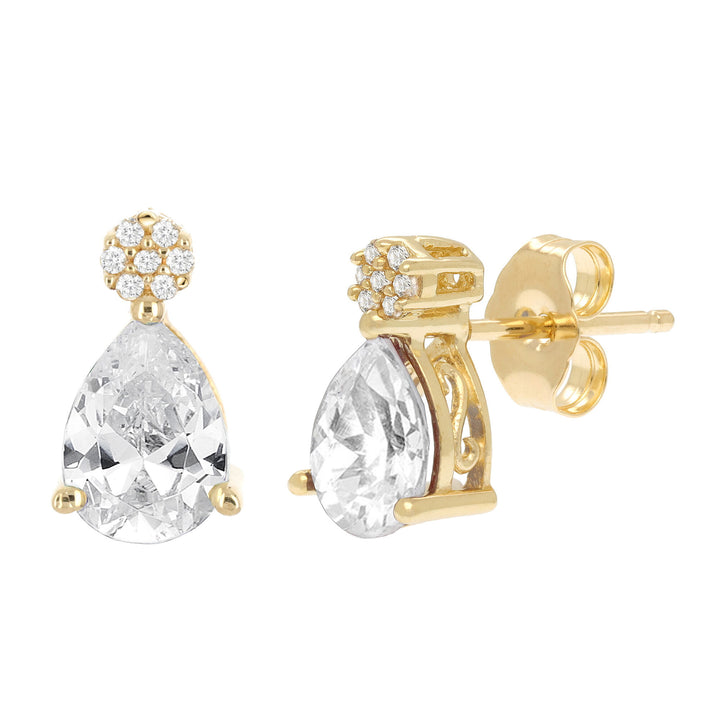 Lab-Created White Sapphire and Diamond Accent Earrings in 10K Yellow Gold