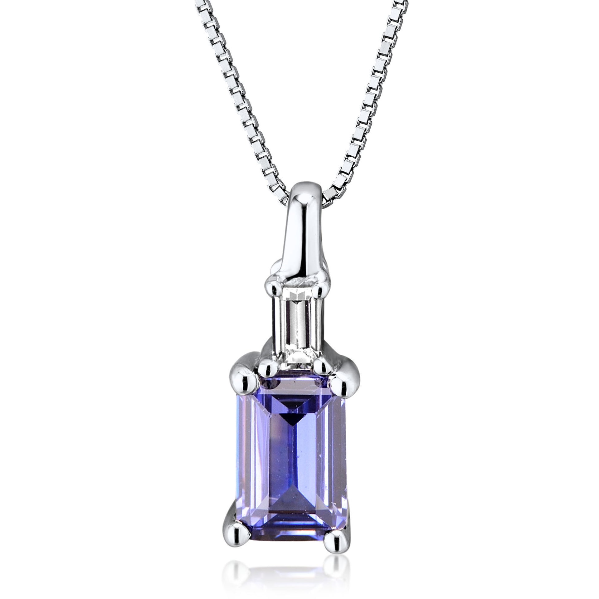 Tanzanite and Lab-Created White Sapphire Pendant in Sterling Silver