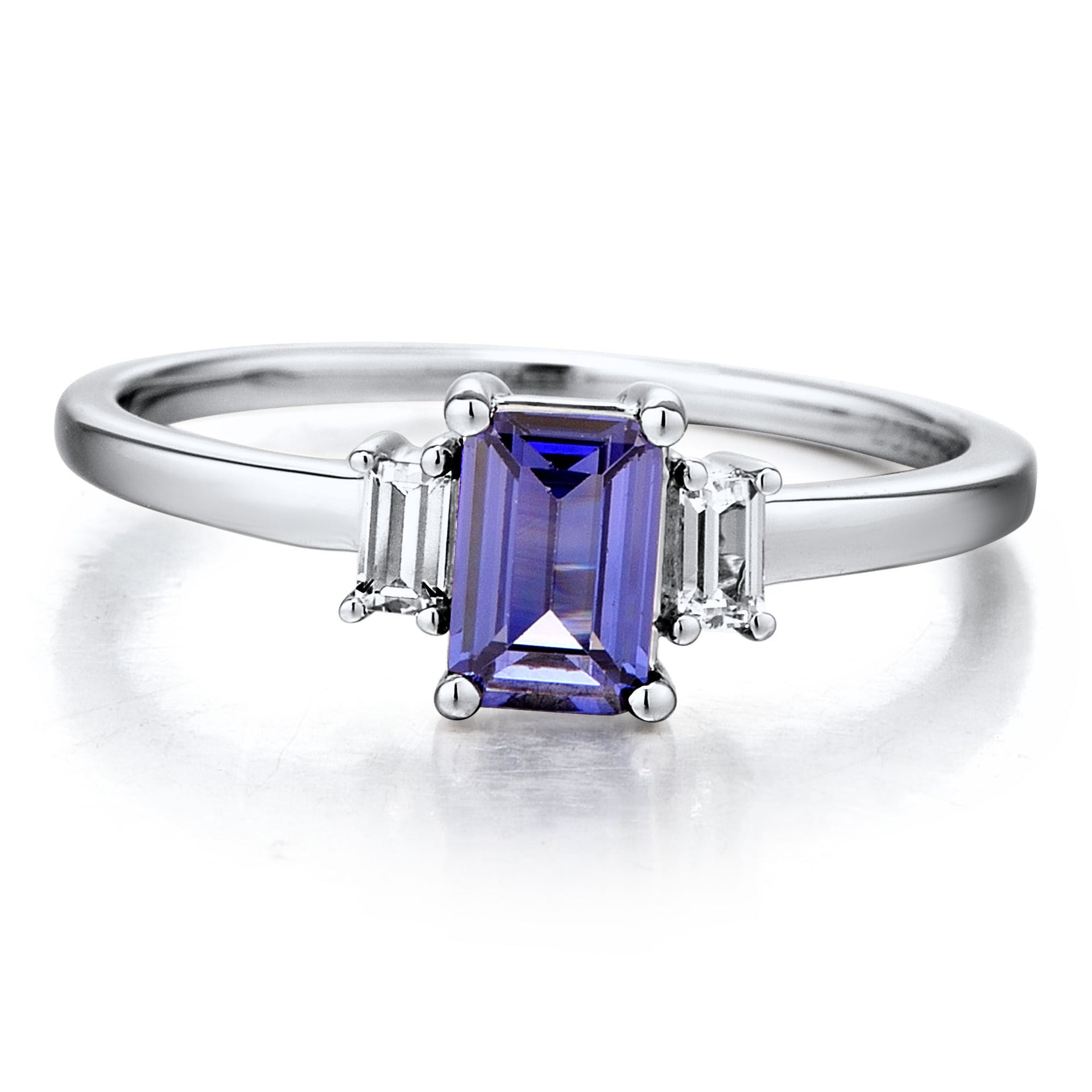Tanzanite and Lab Created White Sapphire Ring in Sterling Silver